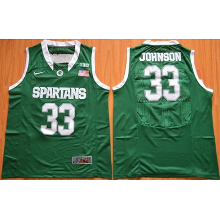 Spartans #33 Magic Johnson Green Authentic Basketball Stitched NCAA Jersey