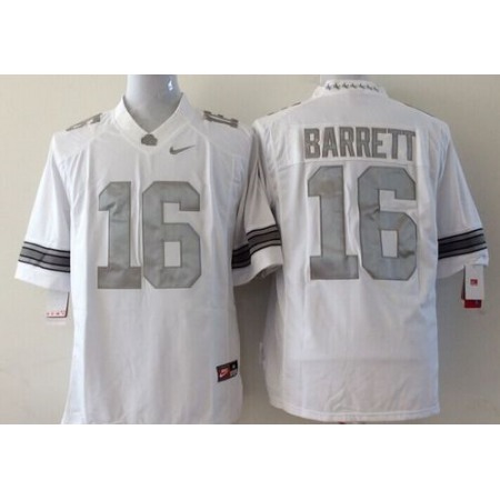 Buckeyes #16 J. T. Barrett White Limited Platinum Stitched Youth NCAA Jersey