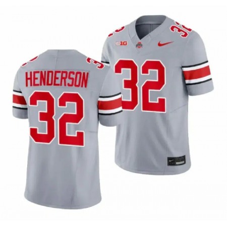 Men's Ohio State Buckeyes #32 TreVeyon Henderson Gray 2023 F.U.S.E. Limited Stitched Jersey