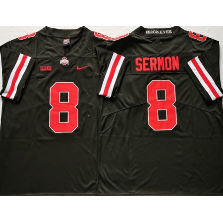 Men's Ohio State Buckeyes #8 Trey Sermon Black Stitched NCAA Jersey