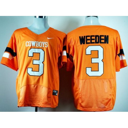 Cowboys #3 Brandon Weeden Orange Pro Combat Stitched NCAA Jersey