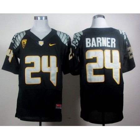 Ducks #24 Kenjon Barner Black Elite PAC-12 Patch Stitched NCAA Jersey