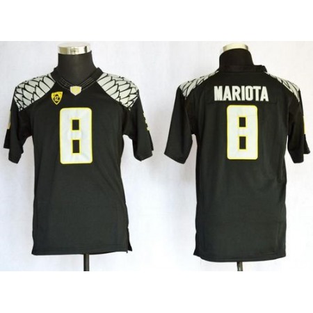Ducks #8 Marcus Mariota Black Limited Stitched Youth NCAA Jersey