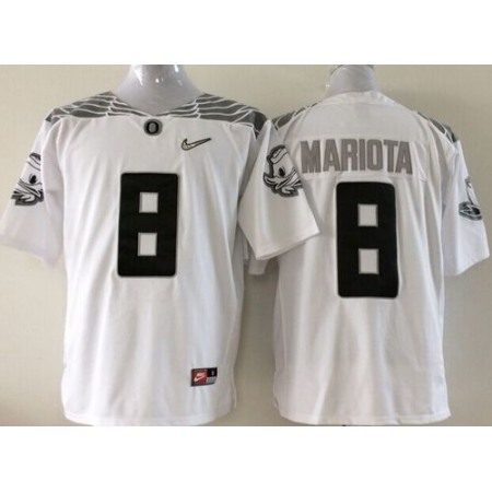 Ducks #8 Marcus Mariota White Diamond Quest Stitched Youth NCAA Jersey