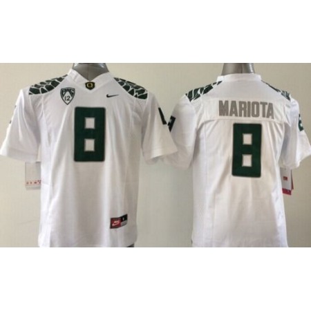 Ducks #8 Marcus Mariota White Limited Stitched Youth NCAA Jersey
