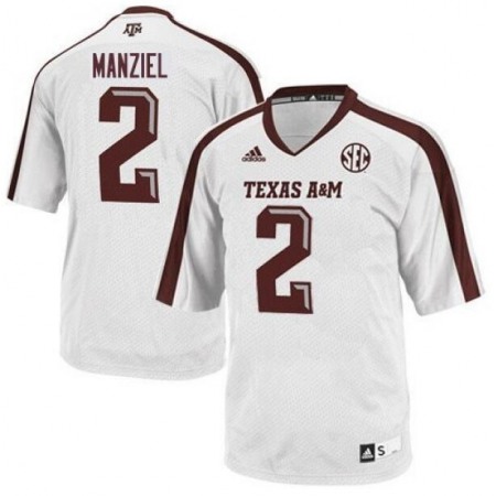 Men's Texas A&M Aggies Lions #2 Johnny Manziel White Stitched Football Jersey