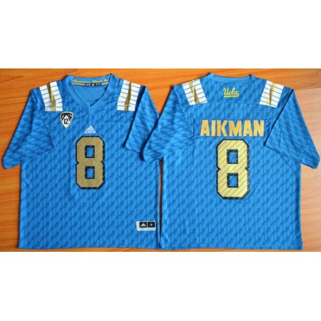 Bruins #8 Troy Aikman Blue PAC-12 Patch Stitched NCAA Jersey