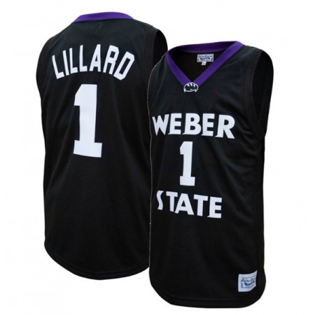 Men's Weber State Wildcats #1 Damien Lillard Black Stitched Basketball Jersey
