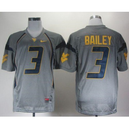 Mountaineers #3 Stedman Bailey Grey Stitched NCAA Jersey