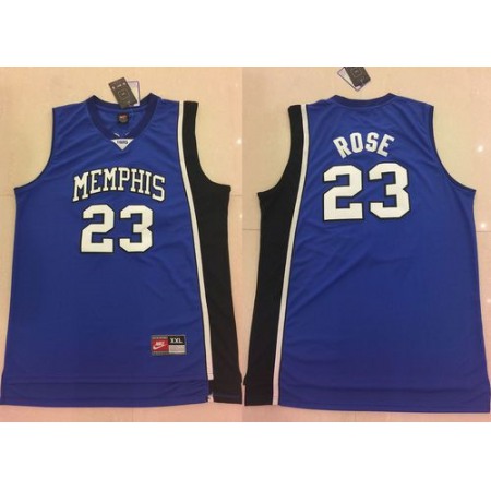 Tigers #23 Derrick Rose Blue Basketball Stitched NCAA Jersey
