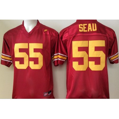 Trojans #55 Junior Seau Red Stitched NCAA Jersey