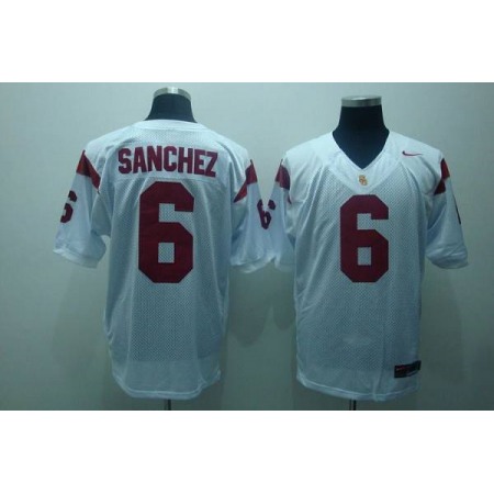 Trojans #6 Mark Sanchez White Stitched NCAA Jersey