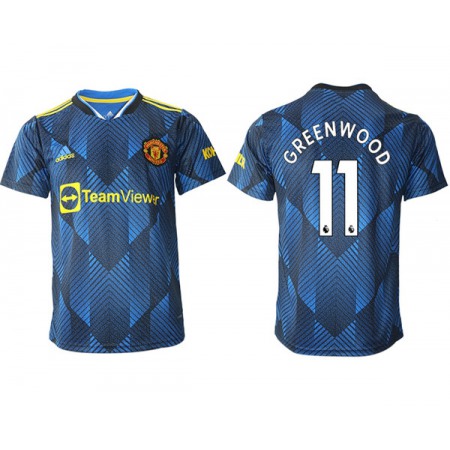 Men's Manchester United #11 Mason Greenwood Blue Away Soccer Jersey