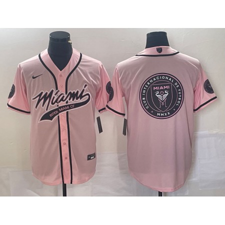 Men's Inter Miami CF Pink Team Big Logo Cool Base Stitched Jersey