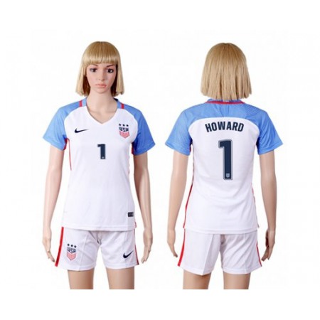 Women's USA #1 Howard Home(Three Star) Soccer Country Jersey
