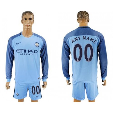 Manchester City Personalized Home Long Sleeves Soccer Club Jersey