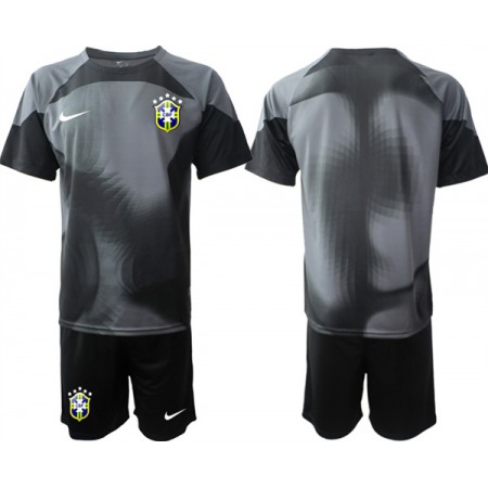 Men's Brazil Black Goalkeeper 2022 FIFA World Cup Soccer Jersey Suit