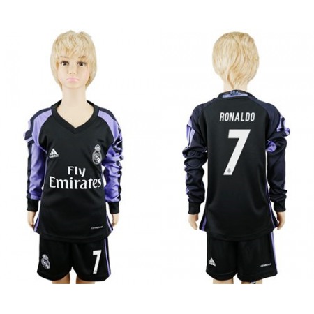 Real Madrid #7 Ronaldo Sec Away Long Sleeves Kid Soccer Club Jersey