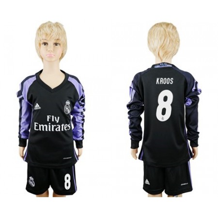 Real Madrid #8 Kroos Sec Away Long Sleeves Kid Soccer Club Jersey