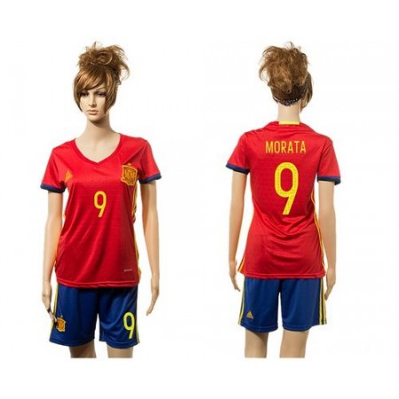Women's Spain #9 Morata Red Home Soccer Country Jersey