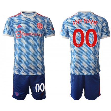 Men's Manchester United Custom 2021/22 Light Blue Away Soccer Jersey Suit