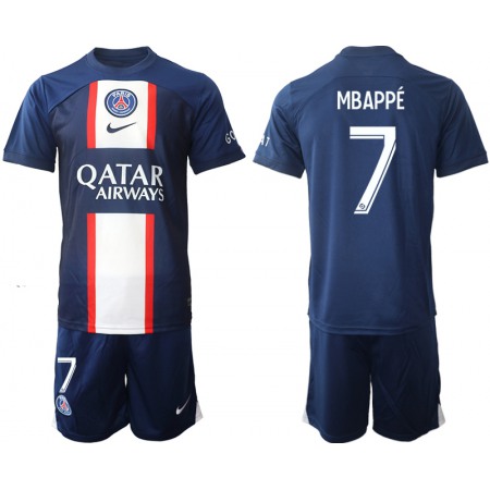 Men's Paris Saint-Germain #7 Mbappe 2023 Navy Home Soccer Jersey Suit