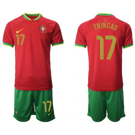 Men's Portugal #17 Trincao Red Home Soccer Jersey Suit