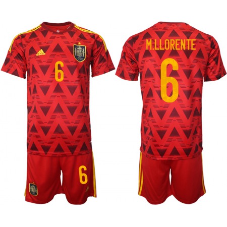 Men's Spain #6 M. Llorente Red Home Soccer Jersey Suit