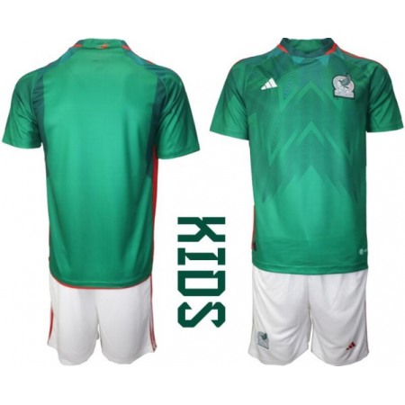 Youth Mexico Blank Green Home Soccer Jersey Suit