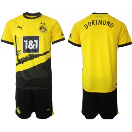 Men's Dortmund Custom 2023/24 Yellow/Black Home Soccer Jersey Suit