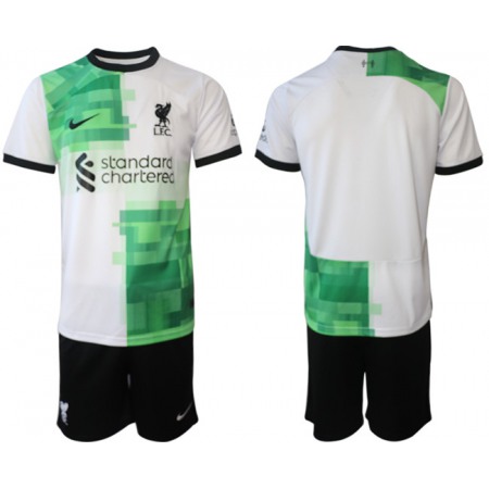 Men's Liverpool Custom 2023/24 White/Green Away Soccer Jersey Suit