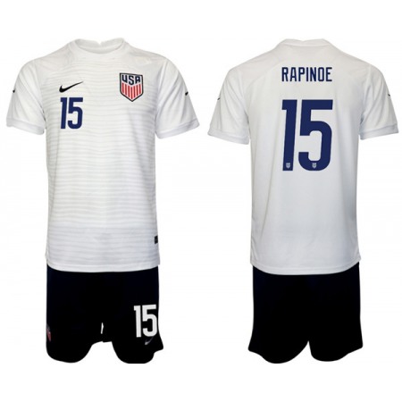 Men's United States #15 Rapinoe White Home Soccer Jersey Suit