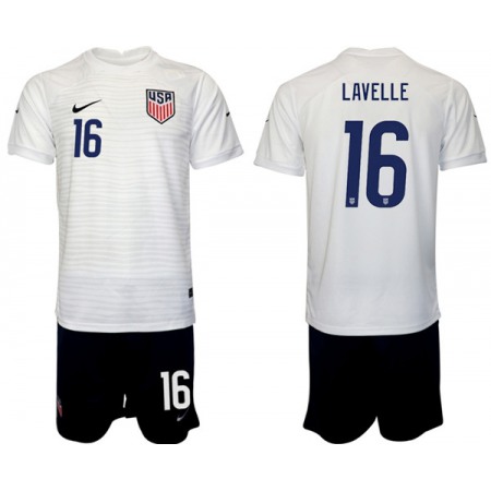 Men's United States #16 Lavelle White Home Soccer Jersey Suit