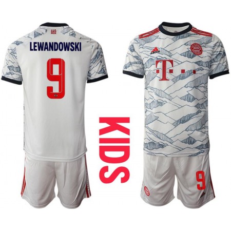 Youth FC Bayern Munchen #9 Robert Lewandowski White Soccer Jersey Suit