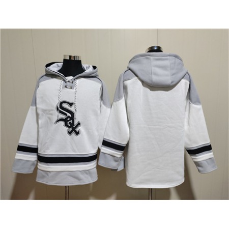 Men's Chicago White Sox Blank White Ageless Must-Have Lace-Up Pullover Hoodie