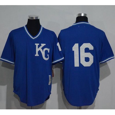 Men's Kansas City Royals Active Player Custom Blue Throwback Mitchell And Ness Stitched Jersey