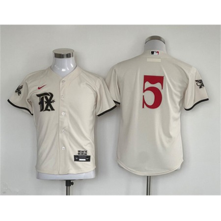 Youth Texas Rangers #5 Corey Seager Cream City ConnectStitched Baseball Jersey