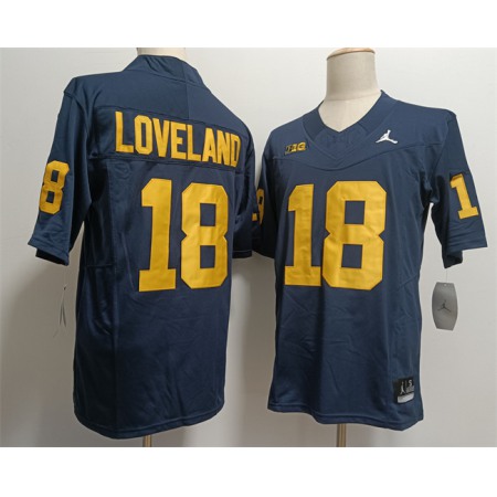 Men's Michigan Wolverines #18 Colston Loveland 2023 F.U.S.E. Navy Stitched Jersey