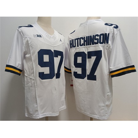 Men's Michigan Wolverines #97 Aidan Hutchinson White Stitched Jersey