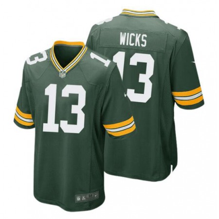 Men's Green Bay Packers #13 Dontayvion Wicks Green Stitched Game Jersey