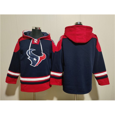 Men's Houston Texans Blank Navy Ageless Must-Have Lace-Up Pullover Hoodie