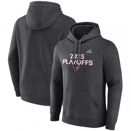 Men's Houston Texans Heather Charcoal 2023 Playoffs Fleece Pullover Hoodie