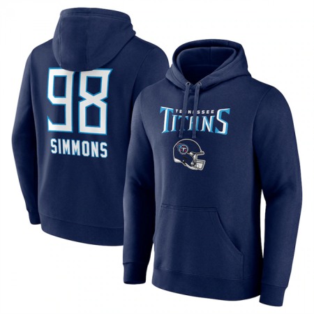 Men's Tennessee Titans #98 Jeffery Simmons Navy Team Wordmark Name & Number Pullover Hoodie