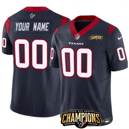 Men's Houston Texans Active Player Custom Navy 2023 F.U.S.E. AFC South Champions Patch Vapor Limited Stitched Football Jersey