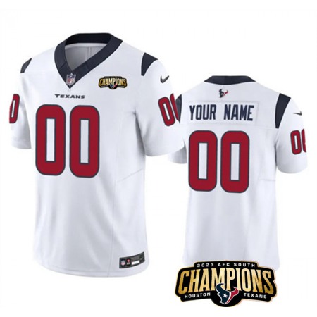 Men's Houston Texans Active Player Custom White 2023 F.U.S.E. AFC South Champions Patch Vapor Limited Stitched Football Jersey