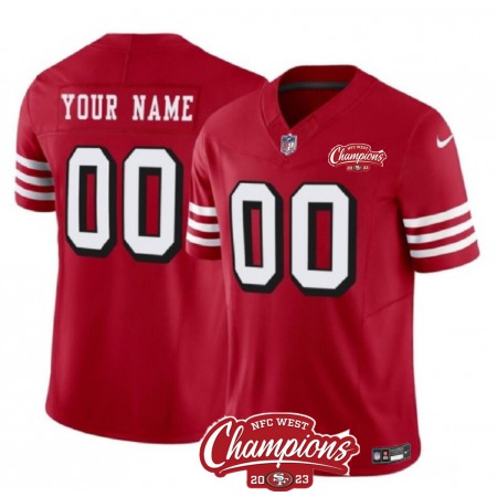 Men's San Francisco 49ers Active Player Custom Red 2023 F.U.S.E. NFC West Champions Patch Alternate Stitched Football Jersey
