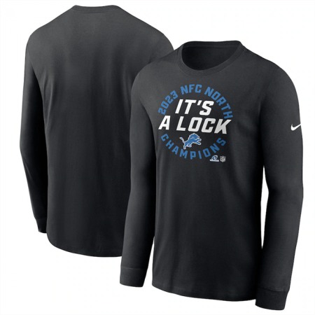 Men's Detroit Lions Black 2023 NFC North Division Champions Long Sleeve T-Shirt