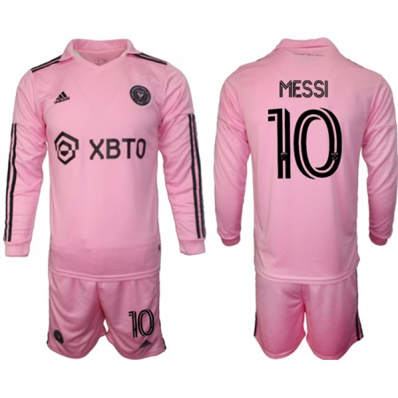 Men's Inter Miami CF #10 Lionel Messi 2023/24 Pink Home Soccer Jersey Suit