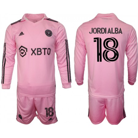 Men's Inter Miami CF #18 Jordialba 2023/24 Pink Home Soccer Jersey Suit