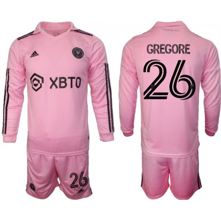 Men's Inter Miami CF #26 Gregore 2023/24 Pink Home Soccer Jersey Suit